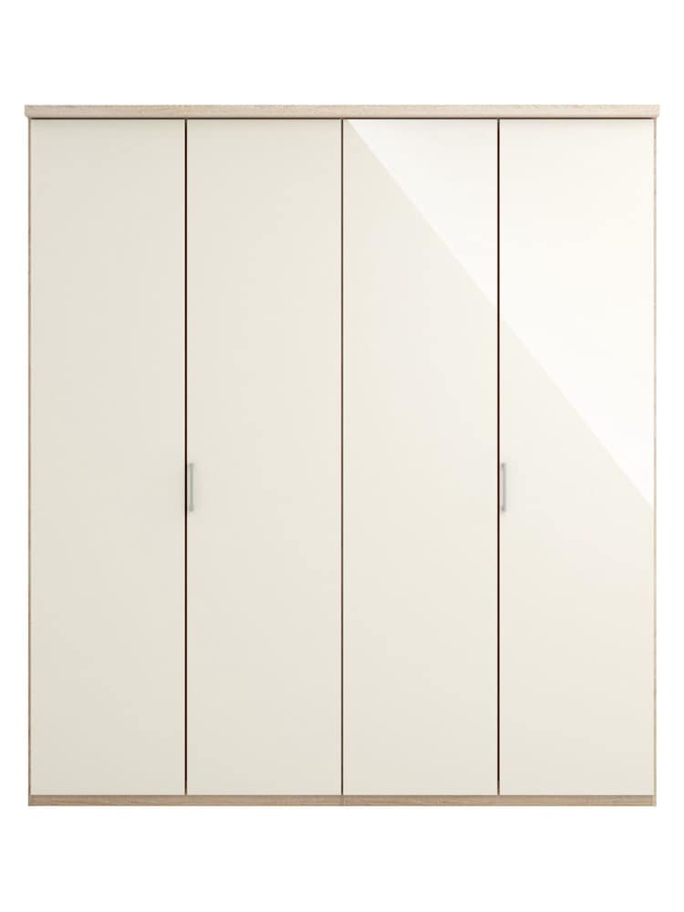 Wiemann Peyton Rustic Oak / White Glass Semi Fitted 4 Door Wardrobe - Image 2 of 4