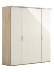 Wiemann Peyton Rustic Oak / White Glass Semi Fitted 4 Door Wardrobe - Image 3 of 4