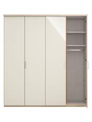 Wiemann Peyton Rustic Oak / White Glass Semi Fitted 4 Door Wardrobe - Image 4 of 4