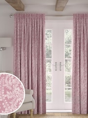 Pink Leaf Made to Measure 100% Cotton Curtains - Image 1 of 9
