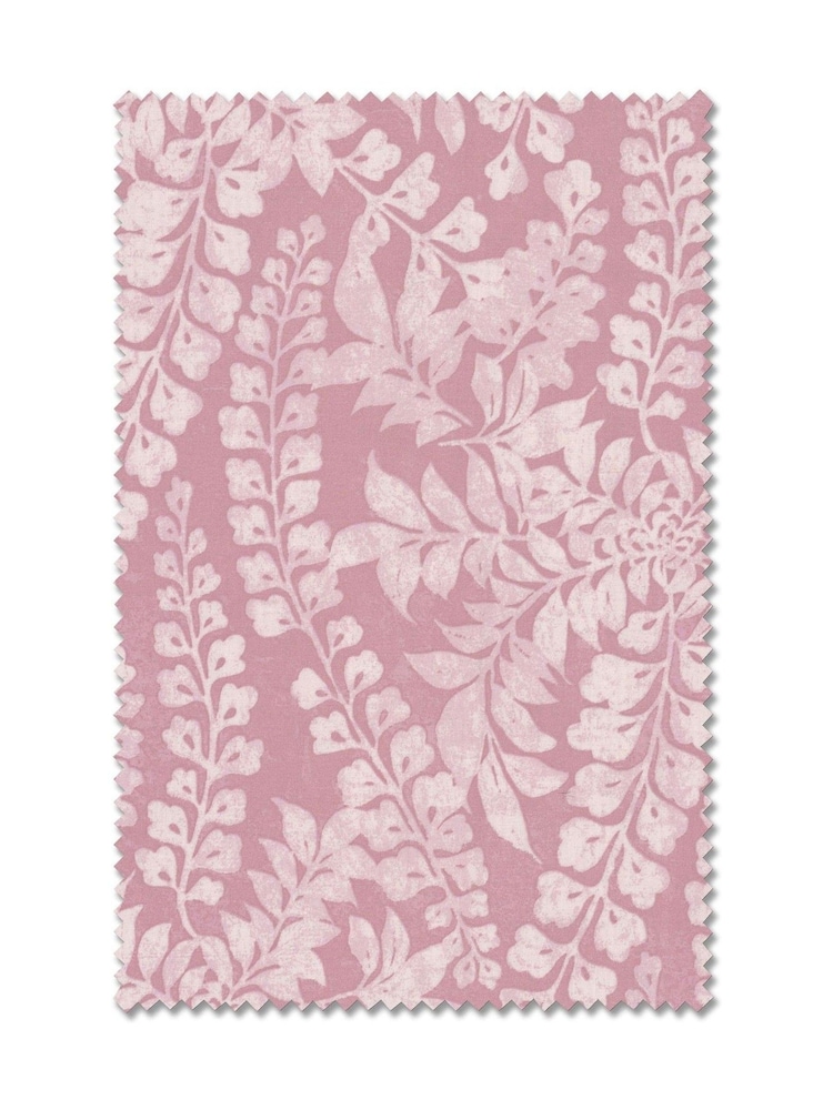 Pink Leaf Made to Measure 100% Cotton Curtains - Image 9 of 9