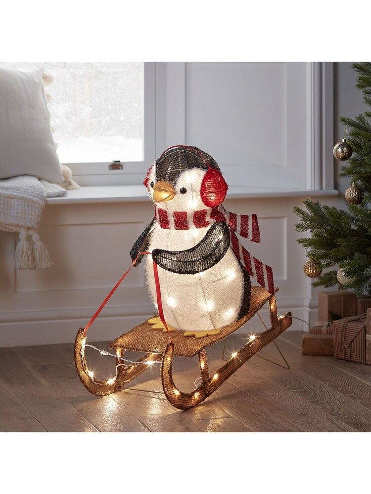 Lights4fun Sledging Penguin Christmas Figure - Image 1 of 3