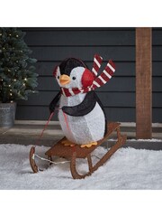 Lights4fun Sledging Penguin Christmas Figure - Image 2 of 3