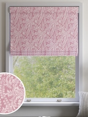 Pink Leaf Made to Measure 100% Cotton Roman Blinds - Image 1 of 6
