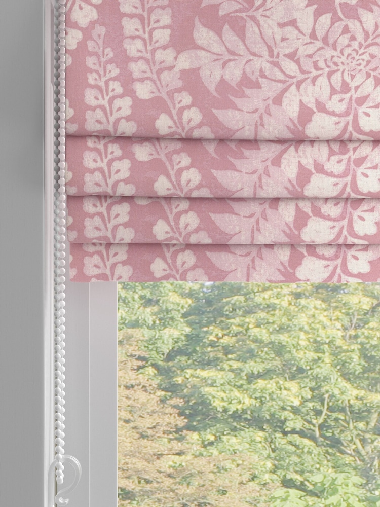Pink Leaf Made to Measure 100% Cotton Roman Blinds - Image 2 of 6