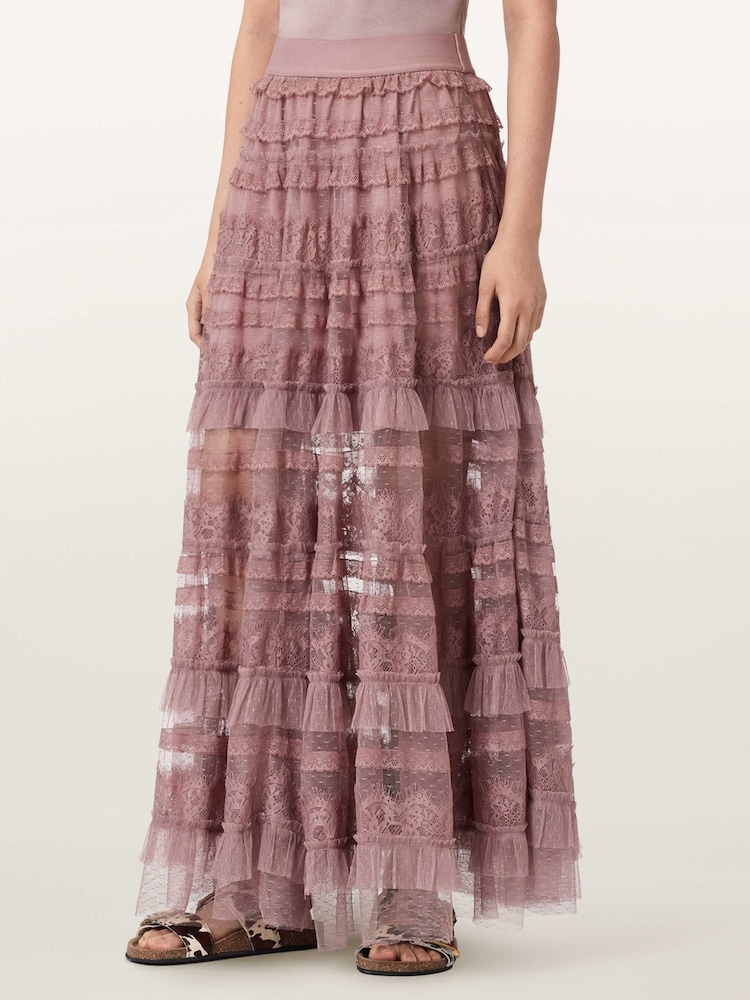 AllSaints Purple Arlea Tulle Skirt - Image 1 of 8