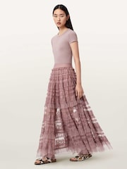 AllSaints Purple Arlea Tulle Skirt - Image 3 of 8