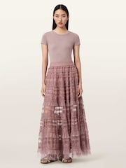 AllSaints Purple Arlea Tulle Skirt - Image 5 of 8