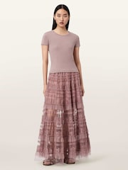 AllSaints Purple Arlea Tulle Skirt - Image 7 of 8