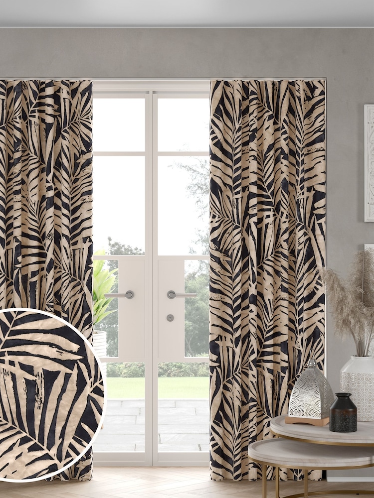 Black Collection Luxe Leaf Made to Measure Curtains - Image 1 of 9