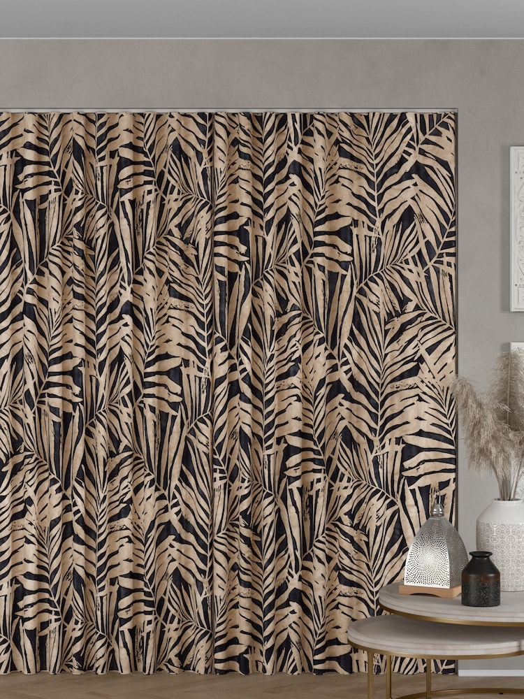 Black Collection Luxe Leaf Made to Measure Curtains - Image 2 of 9