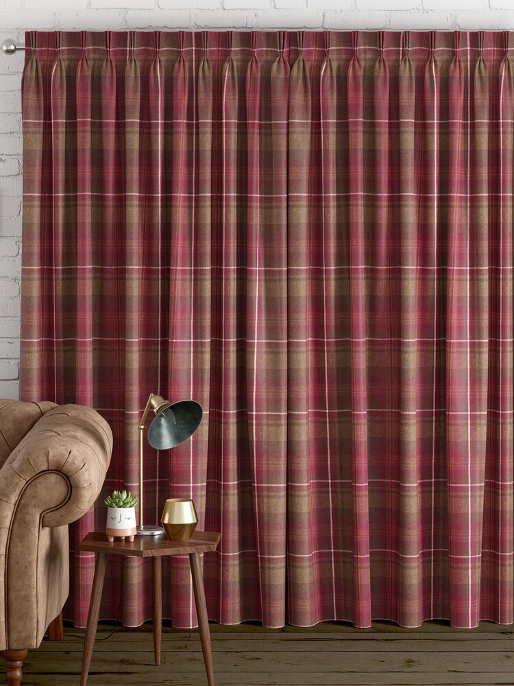 Red Highland Check Made to Measure Curtains - Image 2 of 9