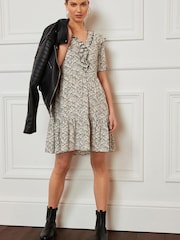 Spot Print Ruffle Detail Mini Smock Dress - Image 1 of 5