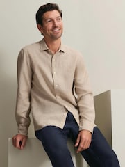 Charles Tyrwhitt Oatmeal Natural Pure Linen Classic Fit Shirt - Image 1 of 3