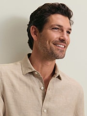 Charles Tyrwhitt Oatmeal Natural Pure Linen Classic Fit Shirt - Image 2 of 3