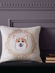 Bridgerton by Catherine Lansfield Natural Mr Newton Corgi Cushion - Image 1 of 5