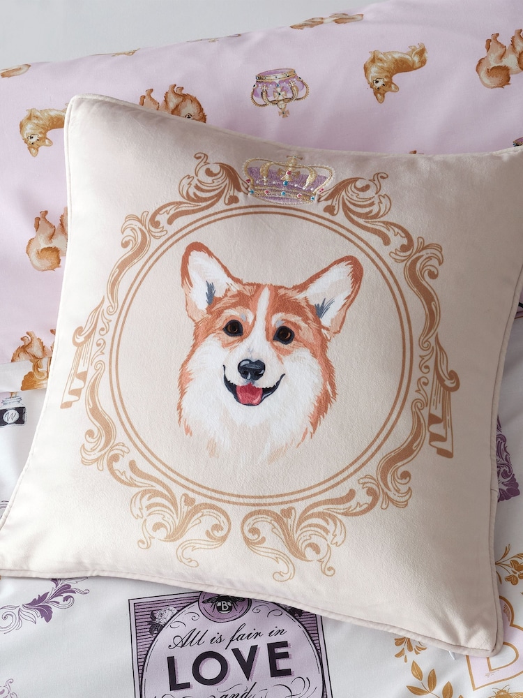 Bridgerton by Catherine Lansfield Natural Mr Newton Corgi Cushion - Image 2 of 5