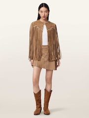 AllSaints Brown Clara Whip Skirt - Image 5 of 7
