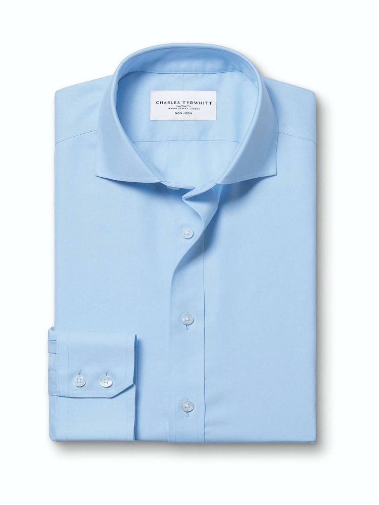 Charles Tyrwhitt Sky Blue Non-iron Twill Cutaway Classic Fit Shirt - Image 1 of 2 Charles Tyrwhitt Sky Blue Non-iron Twill Cutaway Classic Fit Shirt - Image 1 of 2