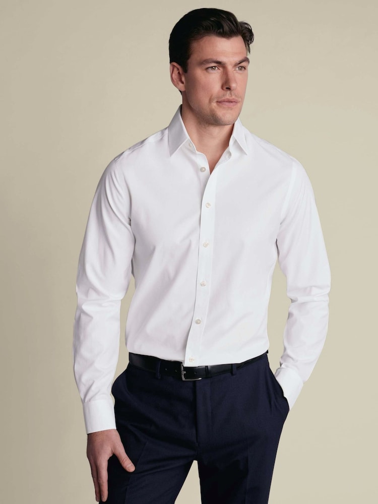 Charles Tyrwhitt White Non-Iron Stretch Poplin Classic Fit Shirt - Image 2 of 9 Charles Tyrwhitt White Non-Iron Stretch Poplin Classic Fit Shirt - Image 2 of 9