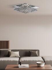 Searchlight Chrome/Clear Dama 8 Light Crystal Flush Ceiling Light - Image 1 of 1