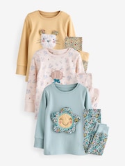 Ditsy Character Long Sleeve Snuggle Pyjamas 3 Pack (9mths-10yrs) - Image 1 of 6