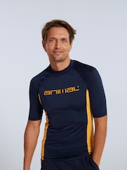 Animal Blue/Yellow Mens Kai Quick Drying Rash Vest - Image 1 of 7
