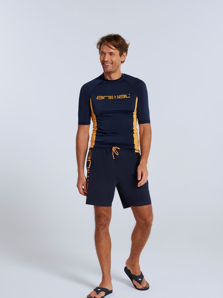 Animal Blue/Yellow Mens Kai Quick Drying Rash Vest - Image 2 of 7