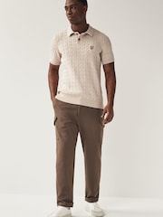 Lyle & Scott Natural Cable Knitted Polo Shirt - Image 1 of 3