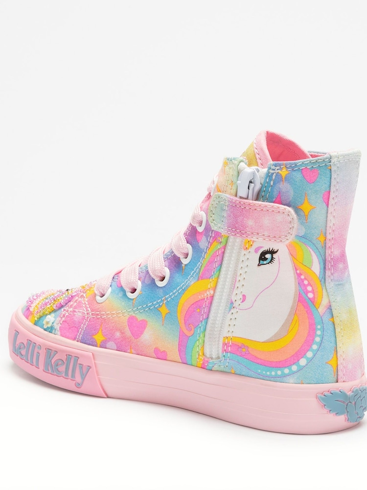 Lelli Kelly Pink Unicorn High Top Trainers - Image 2 of 4