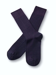 Fioletowy - Bawełniane skarpetki Charles Tyrwhitt z prążkowaniem - Obraz 1 z 4