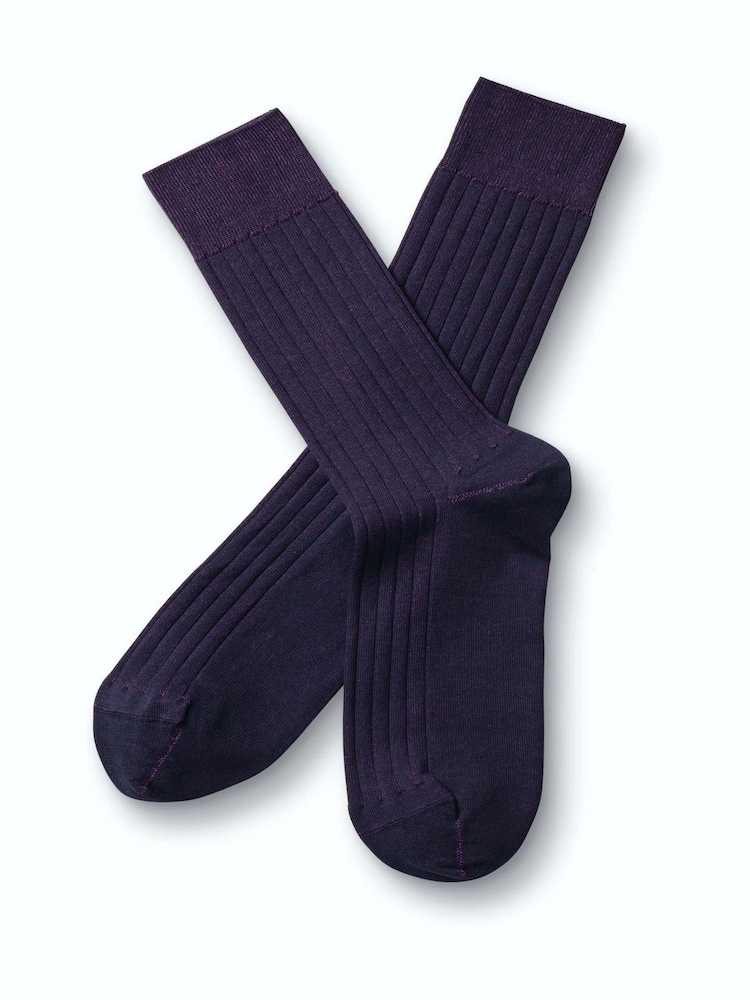 Fioletowy - Bawełniane skarpetki Charles Tyrwhitt z prążkowaniem - Obraz 1 z 4 Fioletowy - Bawełniane skarpetki Charles Tyrwhitt z prążkowaniem - Obraz 1 z 4
