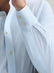 Charles Tyrwhitt Light Blue Pure Linen Classic Fit Shirt - Image 4 of 7