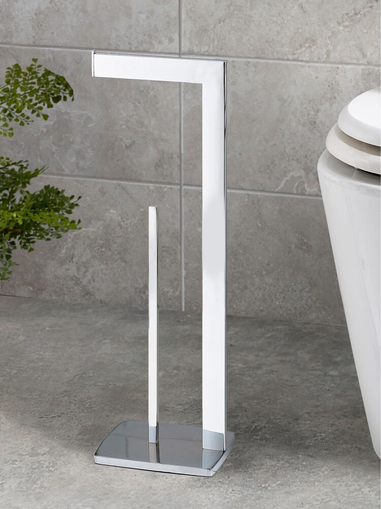 Chrome Moderna Floor Standing Toilet Roll Holder - Image 1 of 2