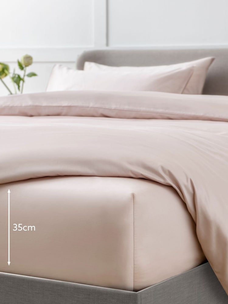 Blush Pink Collection Luxe 400 Thread Count 100% Egyptian Deep Fitted Cotton Sateen Sheet - Image 2 of 2