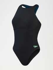 Damski strój kąpielowy o fasonie bokserki z zamkiem i zintegrowanym biustonoszem kąpielowym Speedo - Image 6 of 9