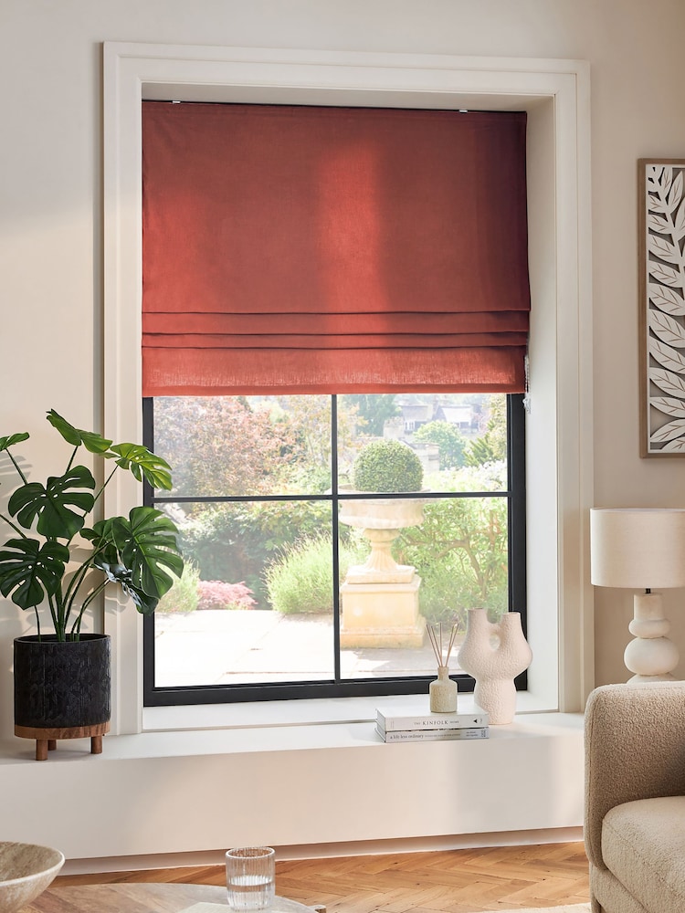 Raspberry Pink Washed Cotton Linen Made to Measure Roman Blind - Image 1 of 6