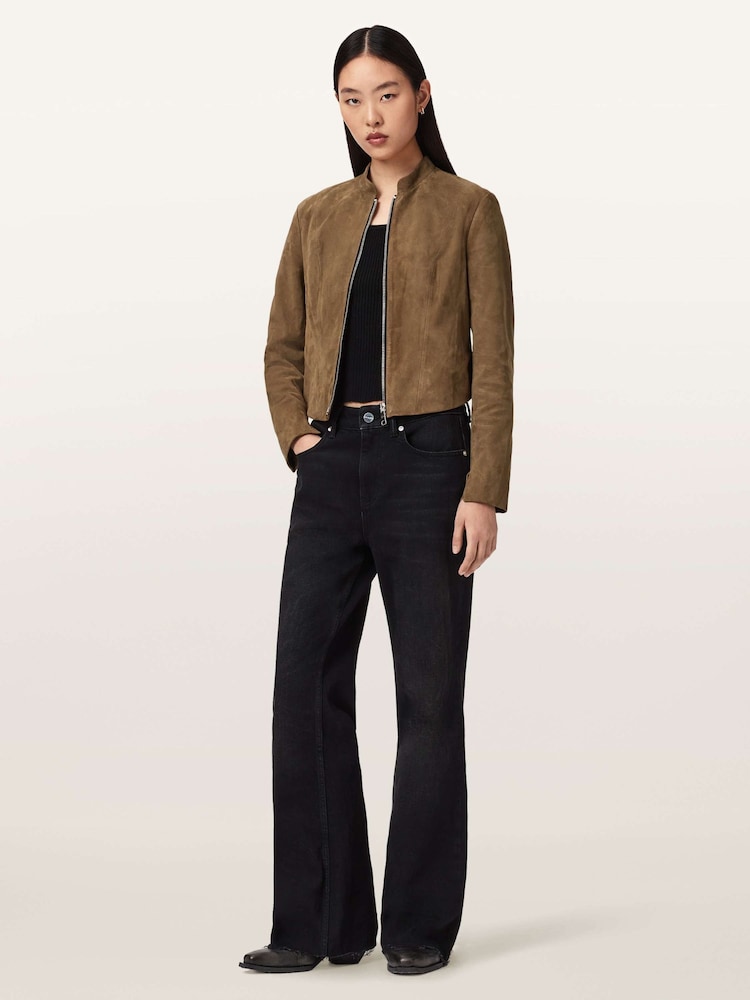 AllSaints Brown Sadler Suede Jacket - Image 2 of 7