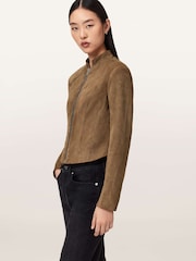 AllSaints Brown Sadler Suede Jacket - Image 4 of 7