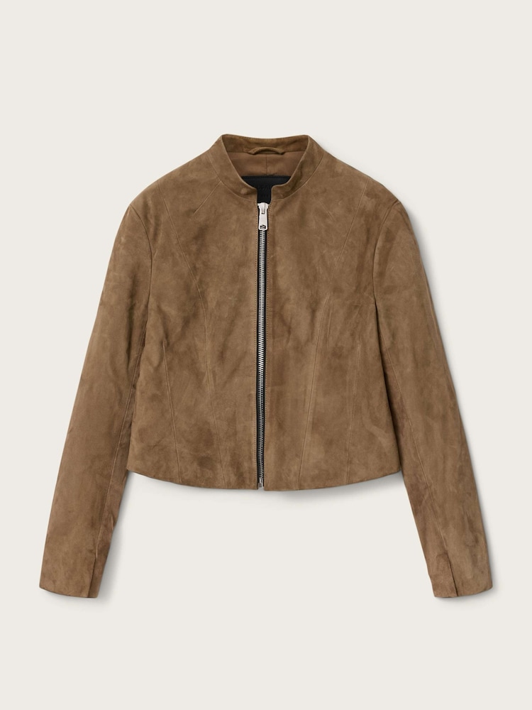 AllSaints Brown Sadler Suede Jacket - Image 7 of 7