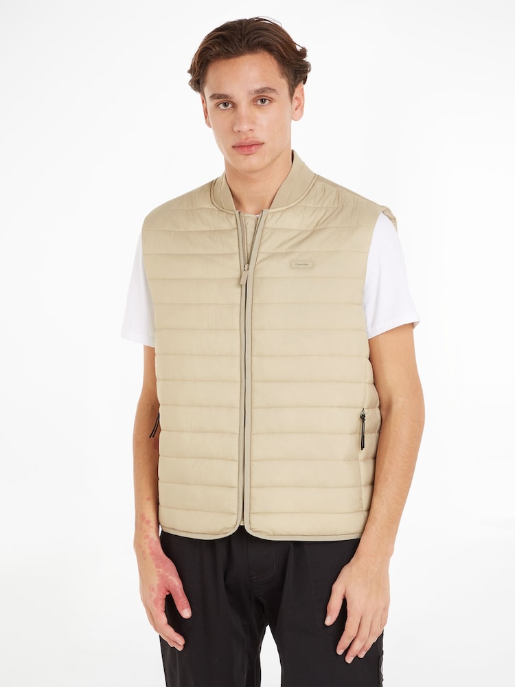 Calvin Klein Cream Quilted Crinkle Vest - Image 1 of 6