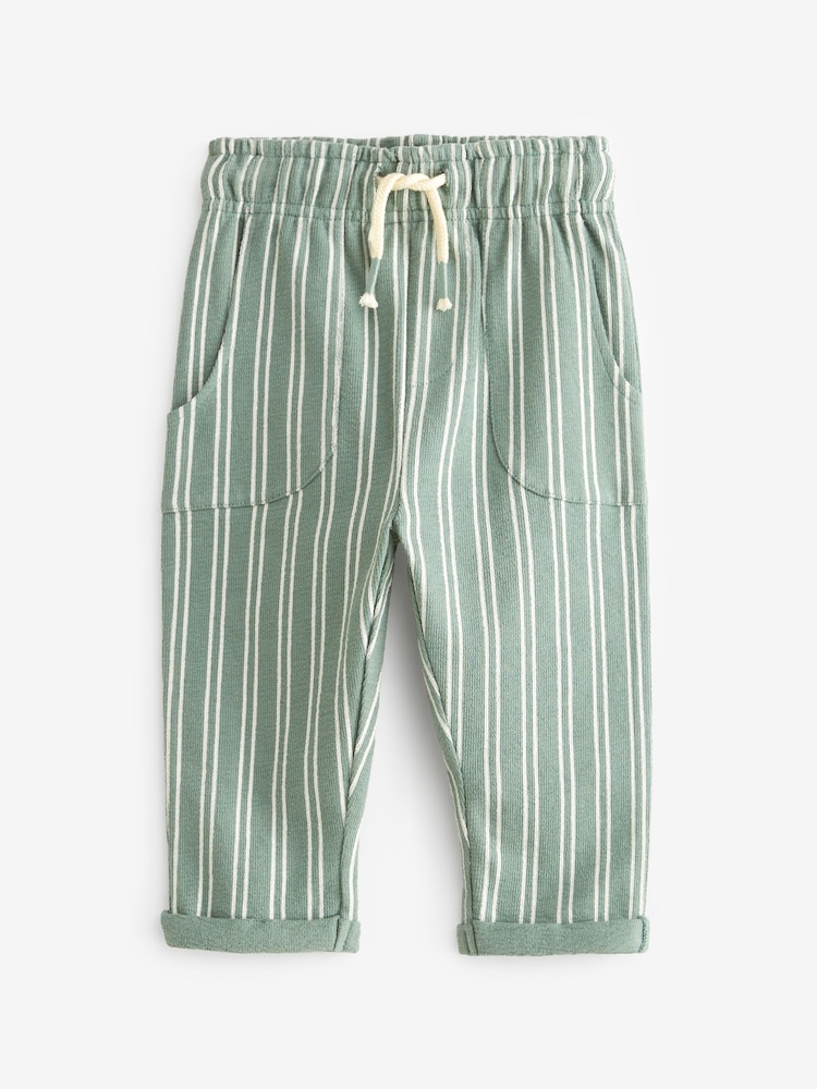 Light Blue/Teal Lightweight 100% Cotton Stripe Jersey Joggers (3mths-7yrs) - Image 1 of 3