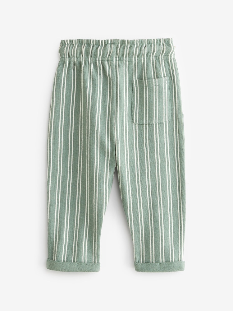 Light Blue/Teal Lightweight 100% Cotton Stripe Jersey Joggers (3mths-7yrs) - Image 2 of 3