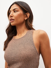 Rust Marl Ribbed High Neck Vest - Image 3 of 5