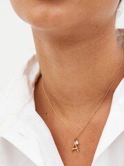 Sterling Silver Gold Plated Initial Necklace With Fresh Water Pearl - Image 1 of 12