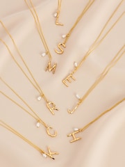 Sterling Silver Gold Plated Initial Necklace With Fresh Water Pearl - Image 2 of 12