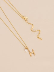 Sterling Silver Gold Plated Initial Necklace With Fresh Water Pearl - Image 6 of 12