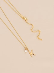 Sterling Silver Gold Plated Initial Necklace With Fresh Water Pearl - Image 8 of 12