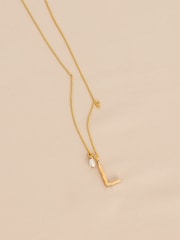 Sterling Silver Gold Plated Initial Necklace With Fresh Water Pearl - Image 9 of 12