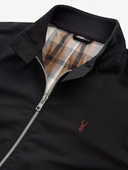 Black Shower Resistant Check Lining Harrington Jacket - Image 10 of 13